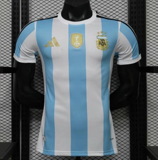 Player Version 2027 Argentina Home White & Light Blue Stripes with FIFA World Cup Champion Badge Jersey — imagen 1