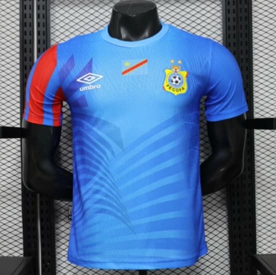 Player Version 26/27 DR Congo  Sky Blue & Red  Home Jersey — Selección de fútbol de la República Democrática del Congo