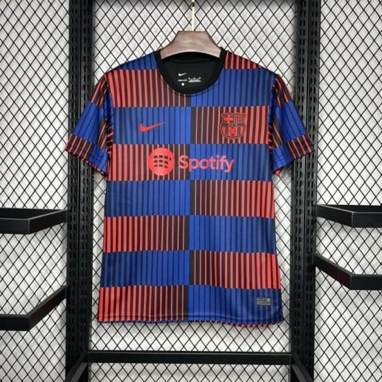 24/25 Barcelona Pre-Match Red/Blue Stripe Jersey — Fútbol Club Barcelona (femenino)