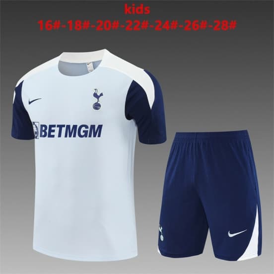 25/26 Kids Tottenham Hotspur Grey Short Sleeve+Soccer Shorts — Tottenham Hotspur Football Club