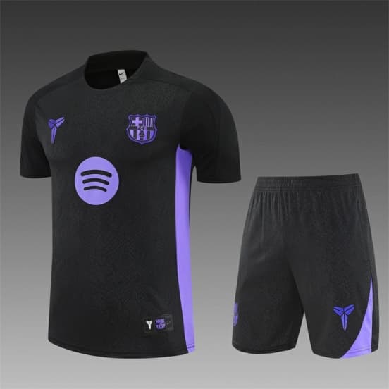 25/26 Barcelona Black Joint Edition with XS Short Sleeve+Soccer Shorts — jersey