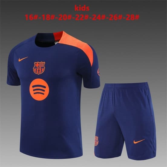25/26 Kids Barcelona Royal Blue T90 Short Sleeve Jersey+Shorts — jersey
