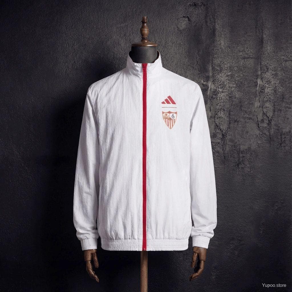 2026 Sevilla FC Red And White Reversible Full Zipper Jacket — imagen 4