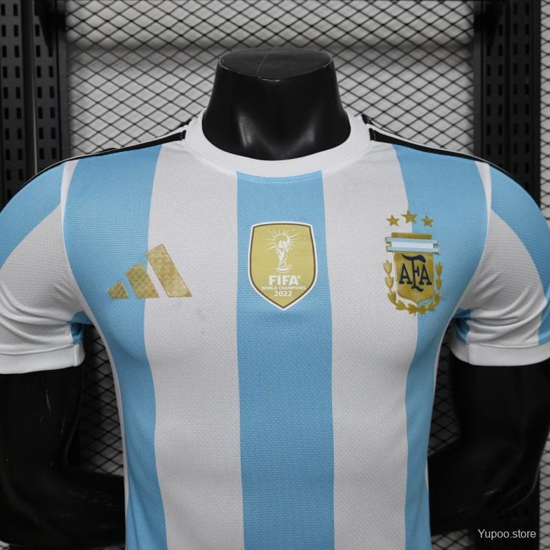 Player Version 2027 Argentina Home White & Light Blue Stripes with FIFA World Cup Champion Badge Jersey — imagen 10