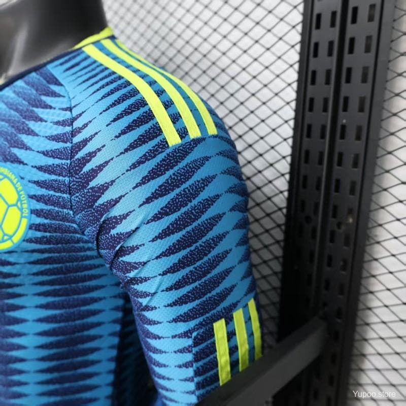 Player Version 2027 Colombia Away Blue with Wave Jacquard Pattern Long Sleeve Jersey — imagen 5