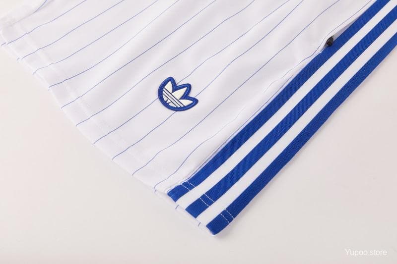 26/27 Chelsea FC  Blue  Stripes Short Sleeve+ White Soccer Shorts — imagen 2