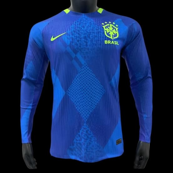 Player Version 2025 Brazil Away Blue Long Sleeve Jersey — Selección de fútbol de Brasil