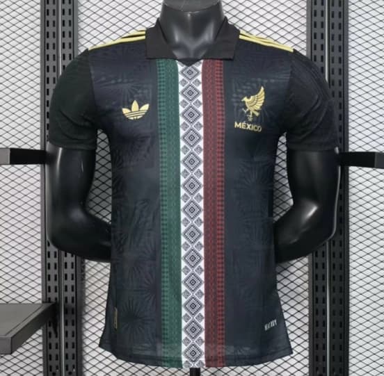 Player Version 2025 Mexico Black with Traditional Pattern Design Jersey — Selección de fútbol de México