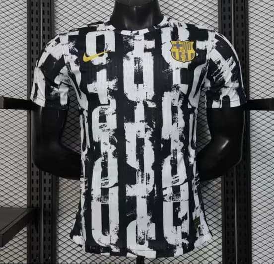 Player Version 25/26 Barcelona Black with Distressed Stripes Jersey — jersey