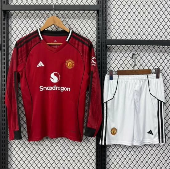 25/26 Kids Manchester United Home Long Sleeve Jersey — jersey