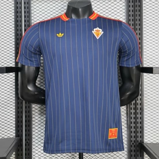 2026 Player Version Spain Navy Blue with Thin Yellow Pinstripes Jersey — Selección de fútbol de España