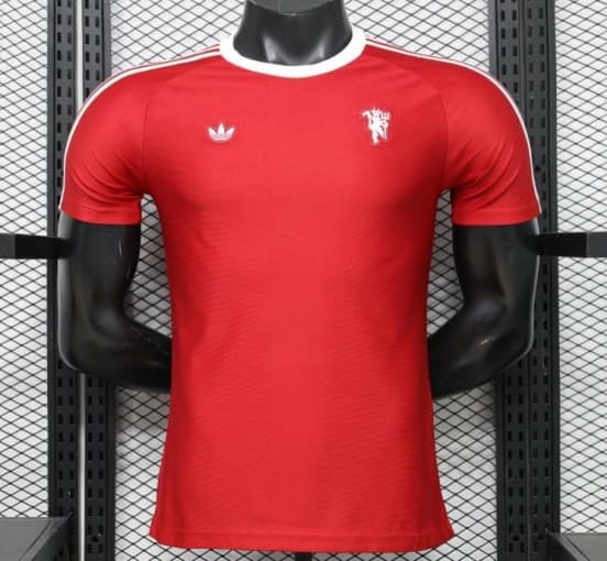 Player Version 26/27 Manchester United Red with White Three-Stripe Shoulders Jersey — jersey