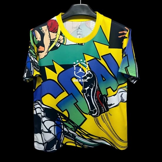2026 Jordan Brazil World Cup Lifestyle Vibrant Blue Yellow Jersey — jersey