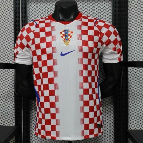 Player Version 2026 Croatia Home White & Red with Gradient Checkerboard Pattern Jersey — Selección de fútbol de Croacia