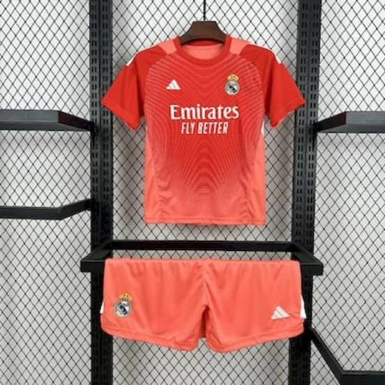 2025/26 Kids Real Madrid Orange Color Goalkeeper Red Jersey — jersey