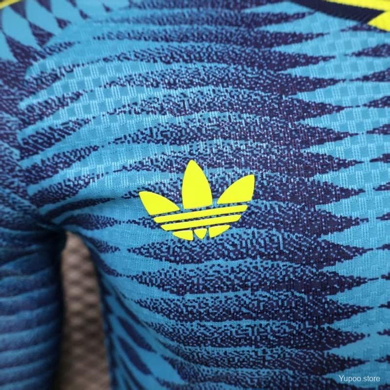 Player Version 2027 Colombia Away Blue with Wave Jacquard Pattern Long Sleeve Jersey — imagen 6
