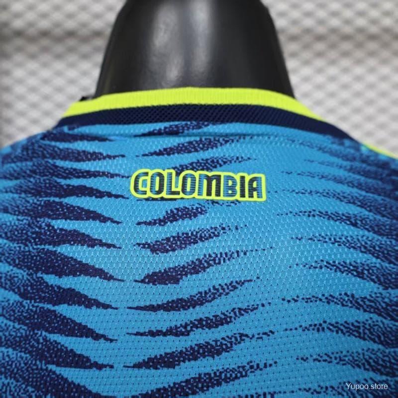 Player Version 2027 Colombia Away Blue with Wave Jacquard Pattern Long Sleeve Jersey — imagen 8