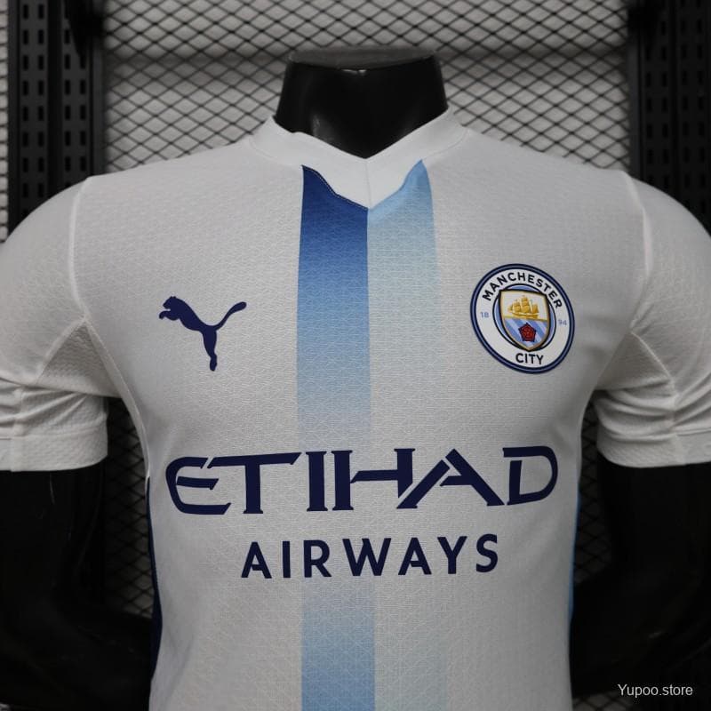 Player Version 26/27 Manchester City White with Blue Stripe Away Jersey — imagen 11
