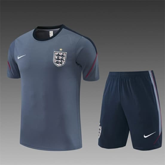 2026 England Grey Short Sleeve+ Navy Blue Soccer Shorts — jersey