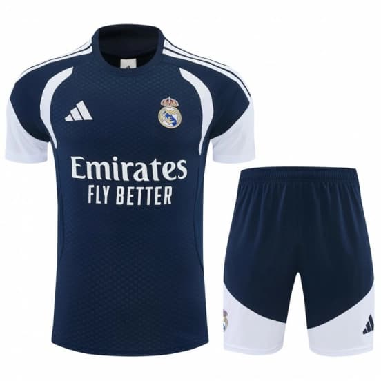 26/27 Real Madrid Navy Blue & White Short Sleeve+Soccer Shorts — jersey