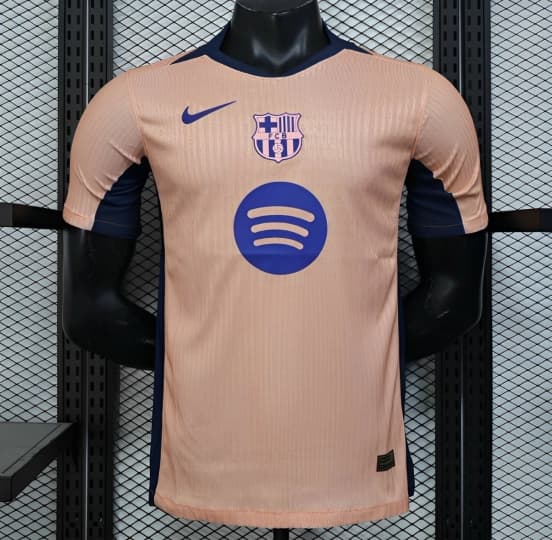 Player Version 25/26 FC Barcelona Pink 125Th Anniversary Jersey with Spotify Sponsor and Navy Blue Accents — jersey