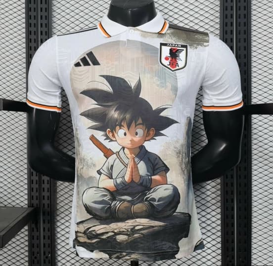 Player Version 2025 Japan White with Dragon Ball Goku Graphic Jersey — jersey