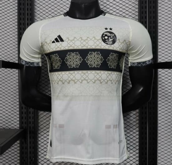 Player Version 2025 Algeria White with Islamic Geometric Pattern Jersey — Selección de fútbol de Argelia