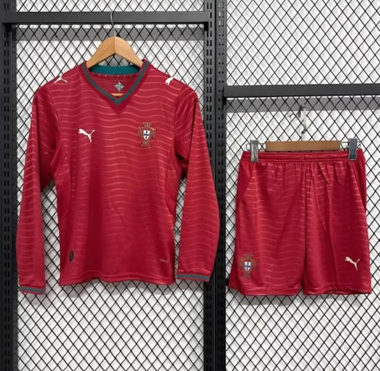 2026 Kids Portugal Home Long Sleeve Jersey — jersey