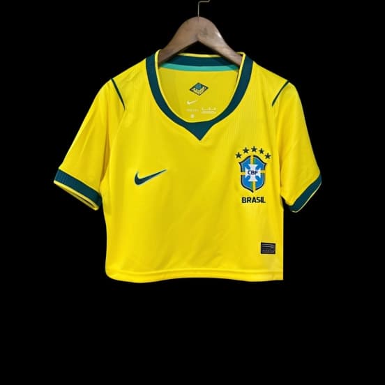 2026 Brazil Home Women Cropped Jersey — jersey