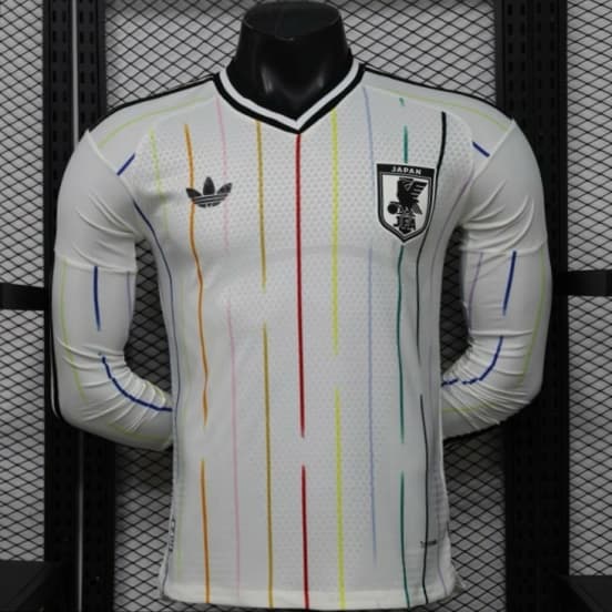 Player Version 2026 Japan Special Edition White with Rainbow  Pinstripe Long Sleeve Jersey — jersey