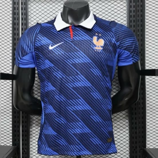 Player Version 2026 France Home Blue with Diagonal Brushstroke Stripe Polo Collar Jersey — Selección de fútbol de Francia