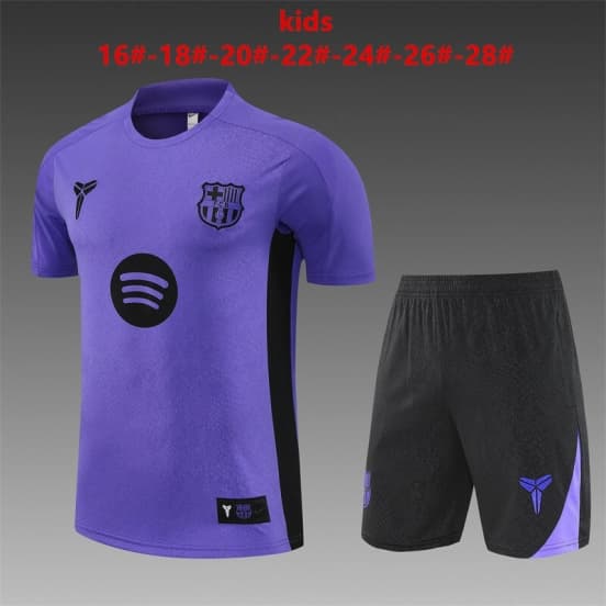25/26 Kids Barcelona Purple Joint Edition Short Sleeve+Soccer Shorts — jersey