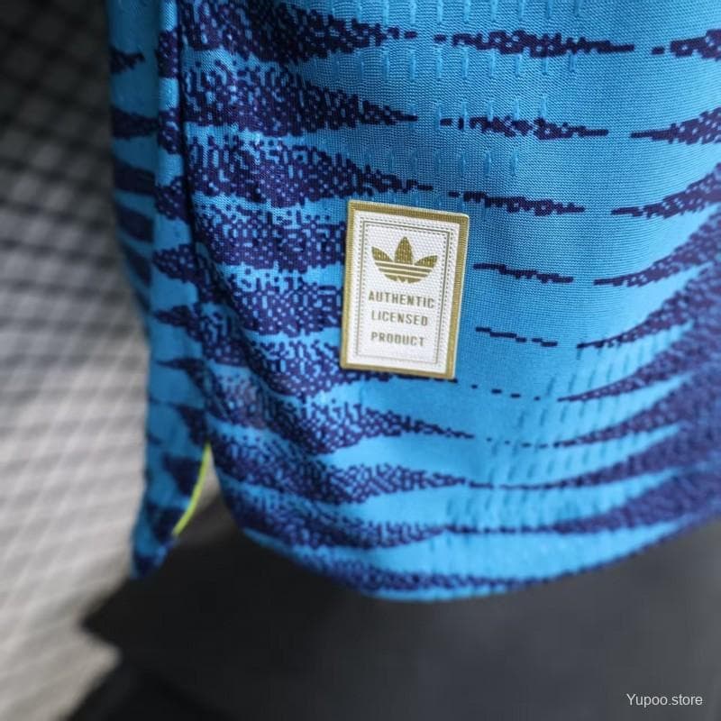 Player Version 2027 Colombia Away Blue with Wave Jacquard Pattern Long Sleeve Jersey — imagen 11