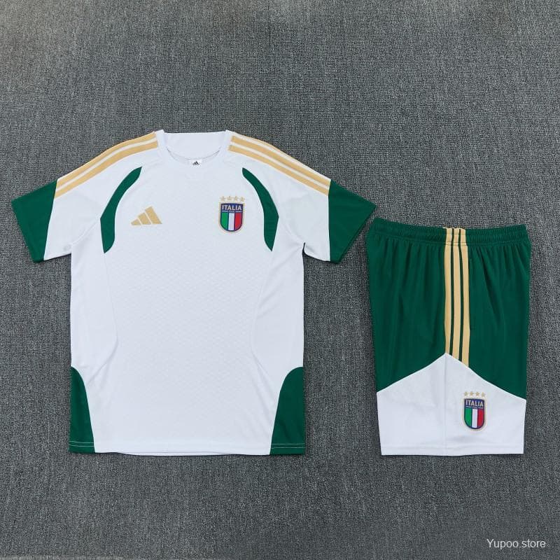 26/27 Italy White Short Sleeve+Soccer Shorts — imagen 4
