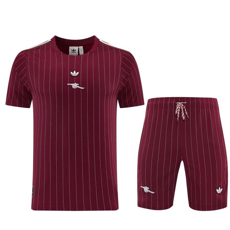26/27  Arsenal  Maroon Pinstripe Short Sleeve+Soccer Shorts — imagen 12