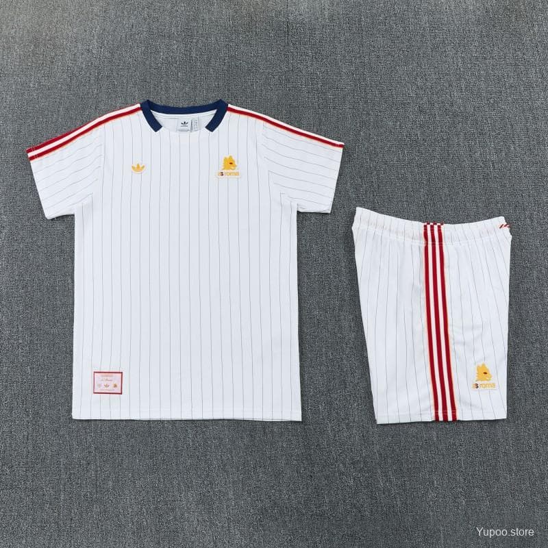 26/27 AS Roma White Short Sleeve+Soccer Shorts — imagen 12