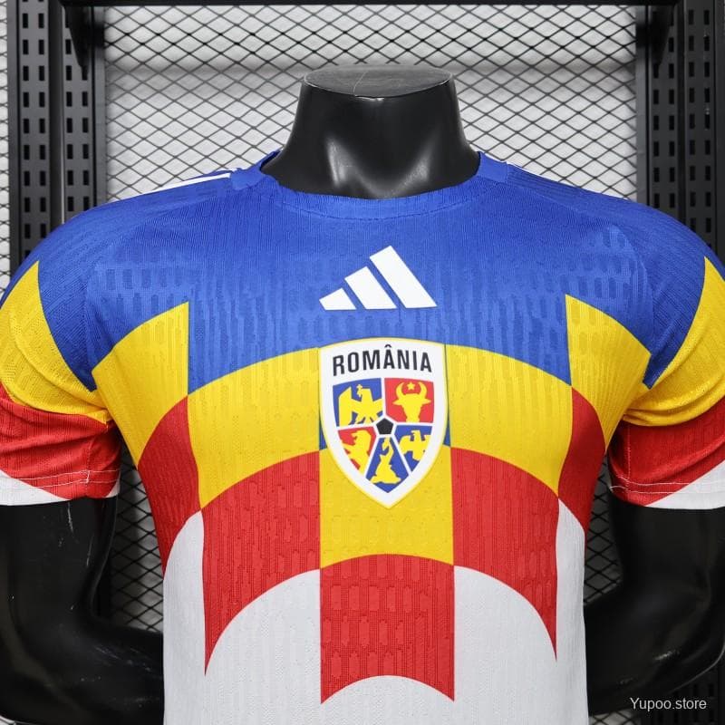 Player Version 2026 Romania Special Edition White with Blue Yellow Red Jersey — imagen 3
