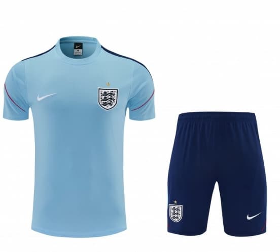 2026 England Sky Blue Short Sleeve + Navy Blue Soccer Shorts — jersey
