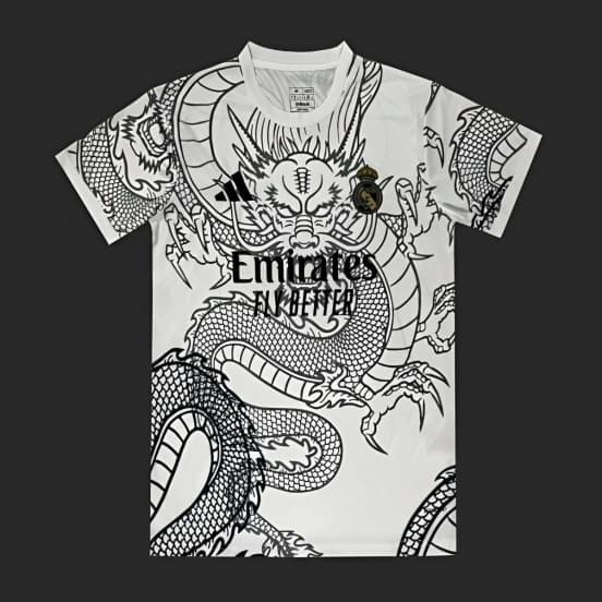 24/25 Real Madrid White With Black Dragon Special Jersey — Real Madrid Club de Fútbol