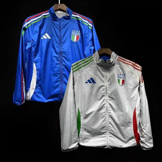 2024 Italy White/Blue Reversible Windbreaker — Selección de fútbol de Italia