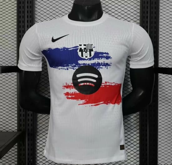 Player Version 25/26 Barcelona White with Blue and Red Brush Stroke Jersey — jersey