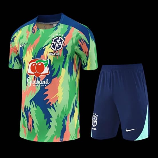 25/26 Brazil Blue Green Camouflage with XS Short Sleeve+Soccer Shorts — Selección de fútbol de Brasil