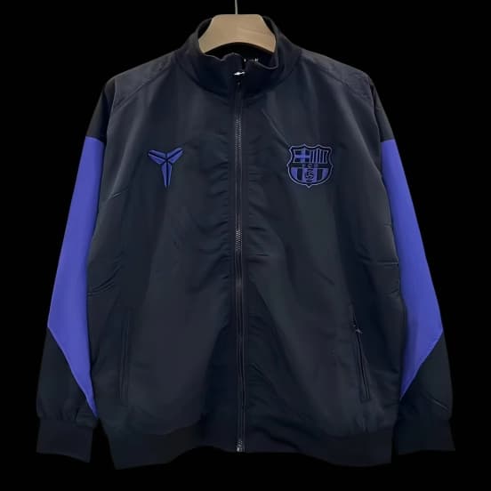 25/26 Barcelona Black with Purple Stripe Windbreaker — jersey