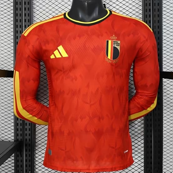 Player Version 2026 Belgium Home Red Long Sleeve Jersey — Selección de fútbol de Bélgica
