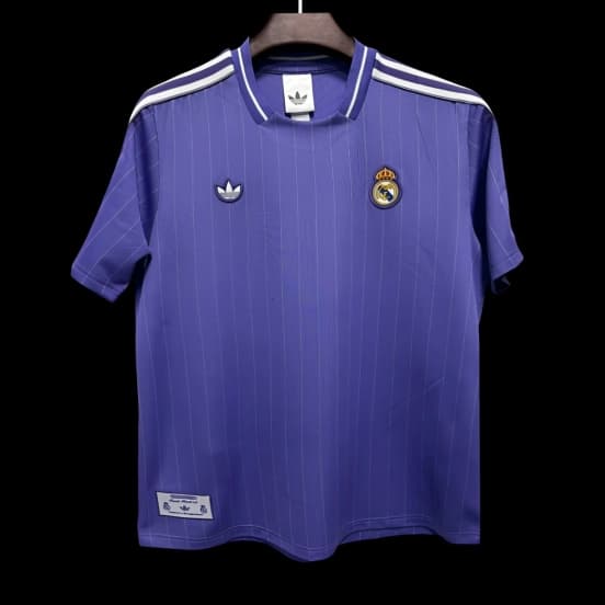 2026 Real Madrid Adidas Terrace Icons Purple Pinstripe Jersey — jersey