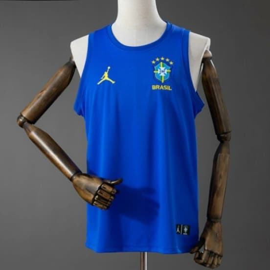 2026 Brazil Training Jersey Vest Blue — jersey