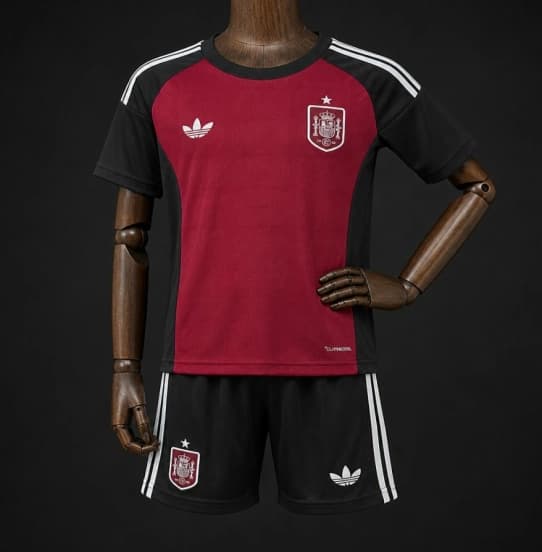 2026 Kids Spain Wine/Black Goalkeeper Jersey — jersey