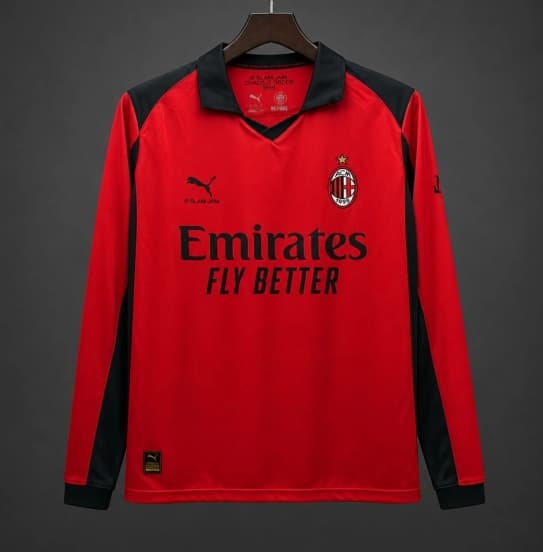 25/26 AC Milan x Slam Jam Limited Edition Long Sleeve Red Forth Jersey — Associazione Calcio Milan