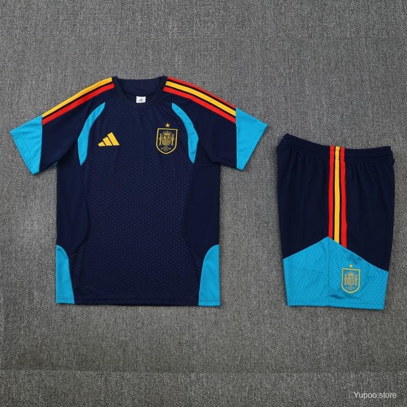 26/27 Spain Navy Blue Short Sleeve+Soccer Shorts — imagen 6