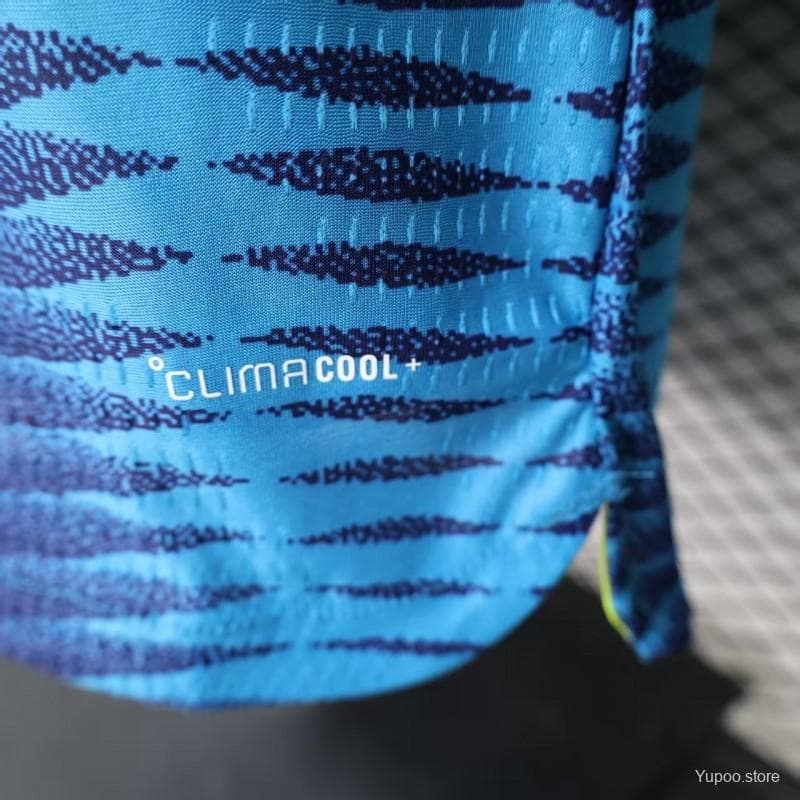 Player Version 2027 Colombia Away Blue with Wave Jacquard Pattern Long Sleeve Jersey — imagen 10